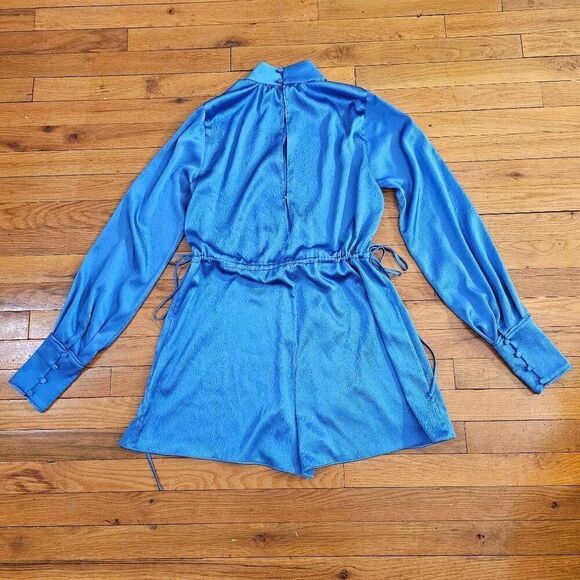 Alexis Romper Jumpsuit Size S Drawstring Tie-Waist Puff-Sleeve Romper - Picture 4 of 8